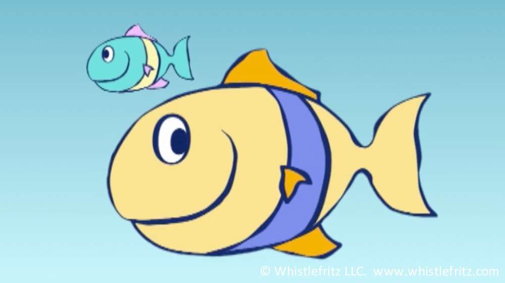 Coloriage chanson : Les petits poissons dans l'eau